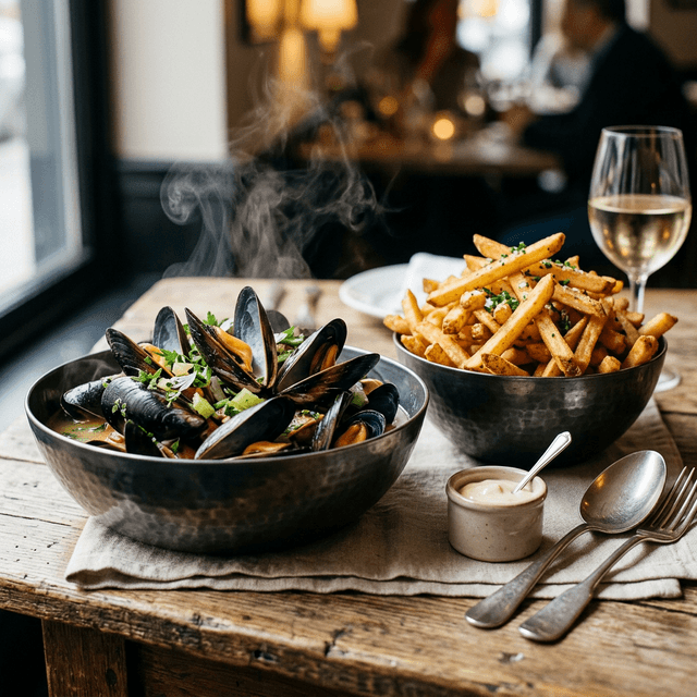 Steaming moules-frites