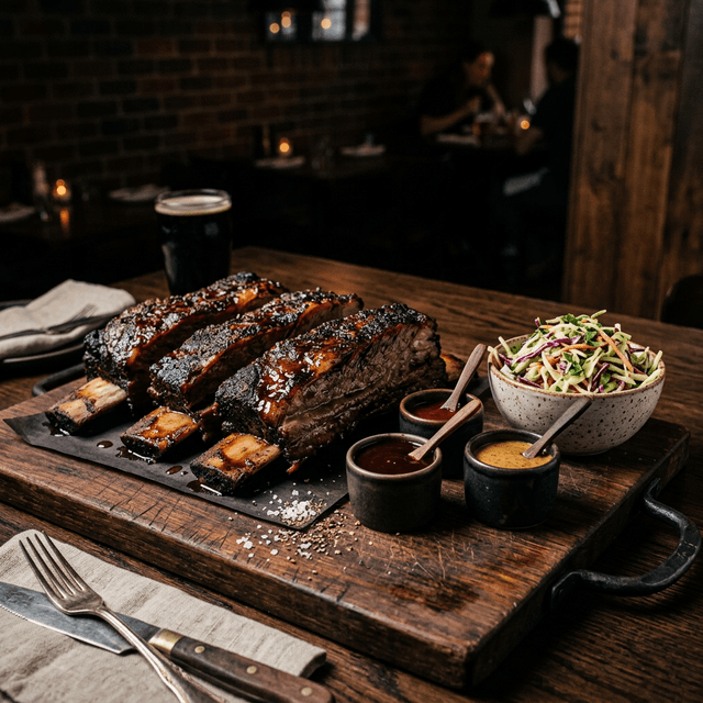 Smoked beef ribs on board